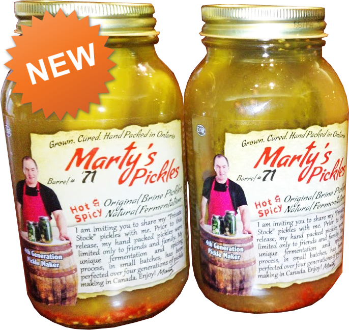 2x1L Jars of Marty's new hot and spicy dill pickles